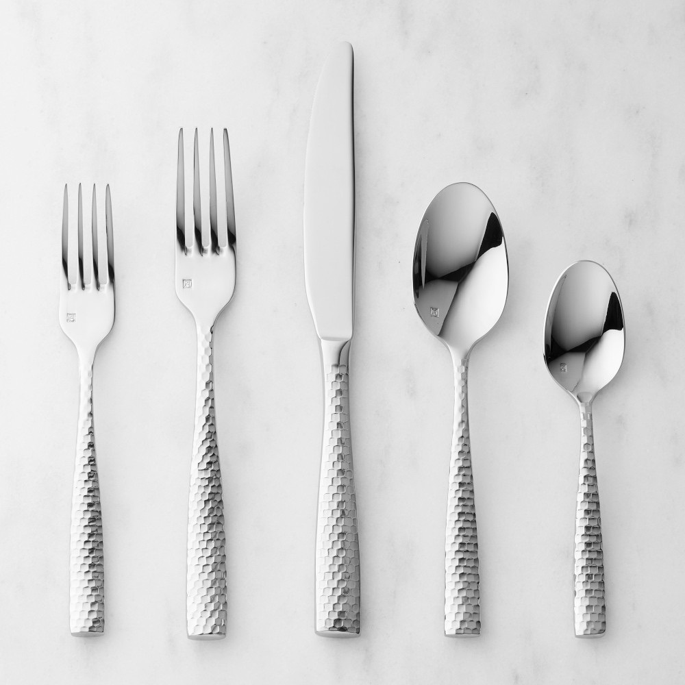 FORTESSA LUCCA 5 PIECE FACETED FLATWARE SILVER ONE 5 PIECE PLACE SETTING NWT